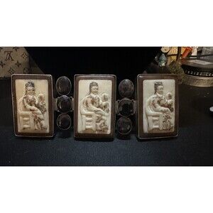 Vintage Bone and Sapphire Stering Bracelet